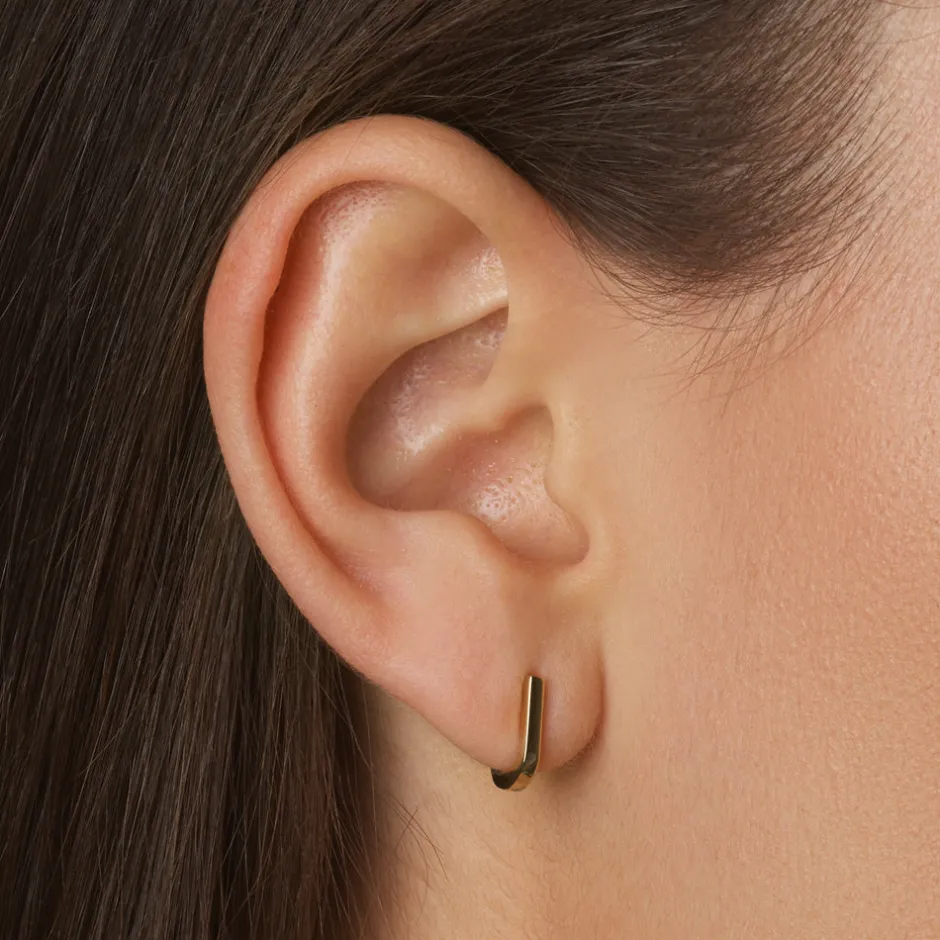 Best Mini Charm Paperclip Huggie Earrings in 10k Gold 10k Gold | Unisex
