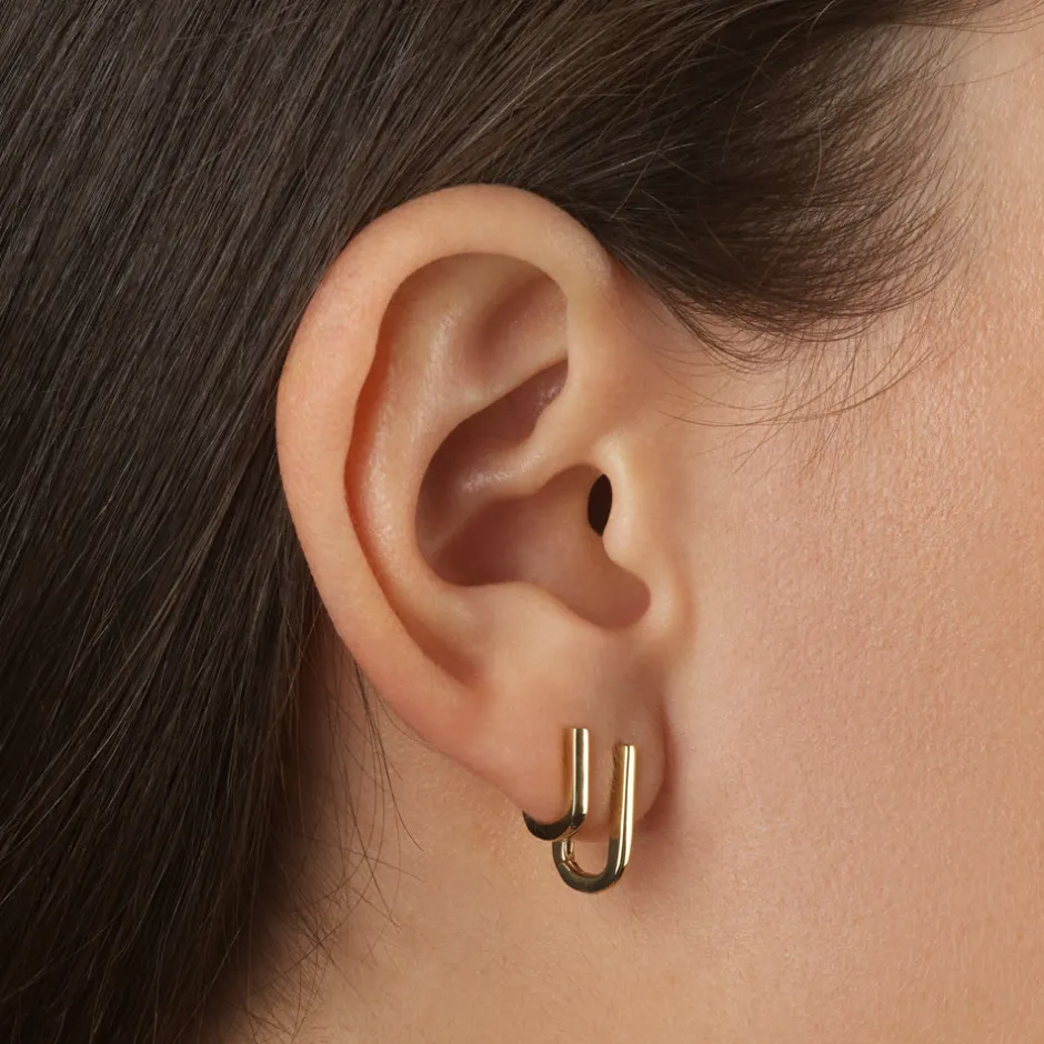 Best Mini Charm Paperclip Huggie Earrings in 10k Gold 10k Gold | Unisex