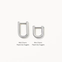 Hot Mini Charm Paperclip Huggie Earrings in Silver 925 Sterling Silver | Unisex