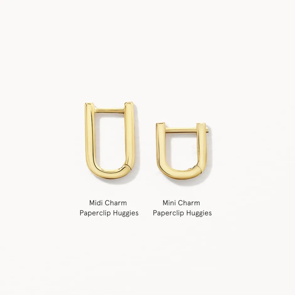 Best Mini Charm Paperclip Huggie Earrings in 10k Gold 10k Gold | Unisex