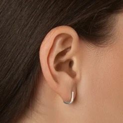 Hot Mini Charm Paperclip Huggie Earrings in Silver 925 Sterling Silver | Unisex