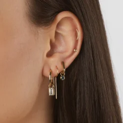 Best Mini Charm Paperclip Huggie Earrings in 10k Gold 10k Gold | Unisex