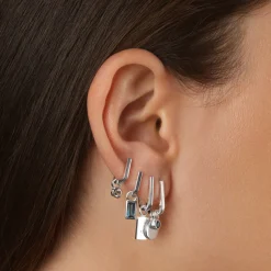 Hot Mini Charm Paperclip Huggie Earrings in Silver 925 Sterling Silver | Unisex