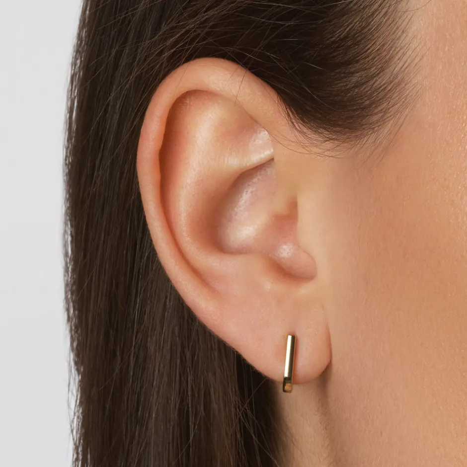 Best Mini Charm Paperclip Huggie Earrings in 10k Gold 10k Gold | Unisex