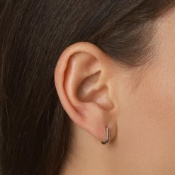 Hot Mini Charm Paperclip Huggie Earrings in Silver 925 Sterling Silver | Unisex