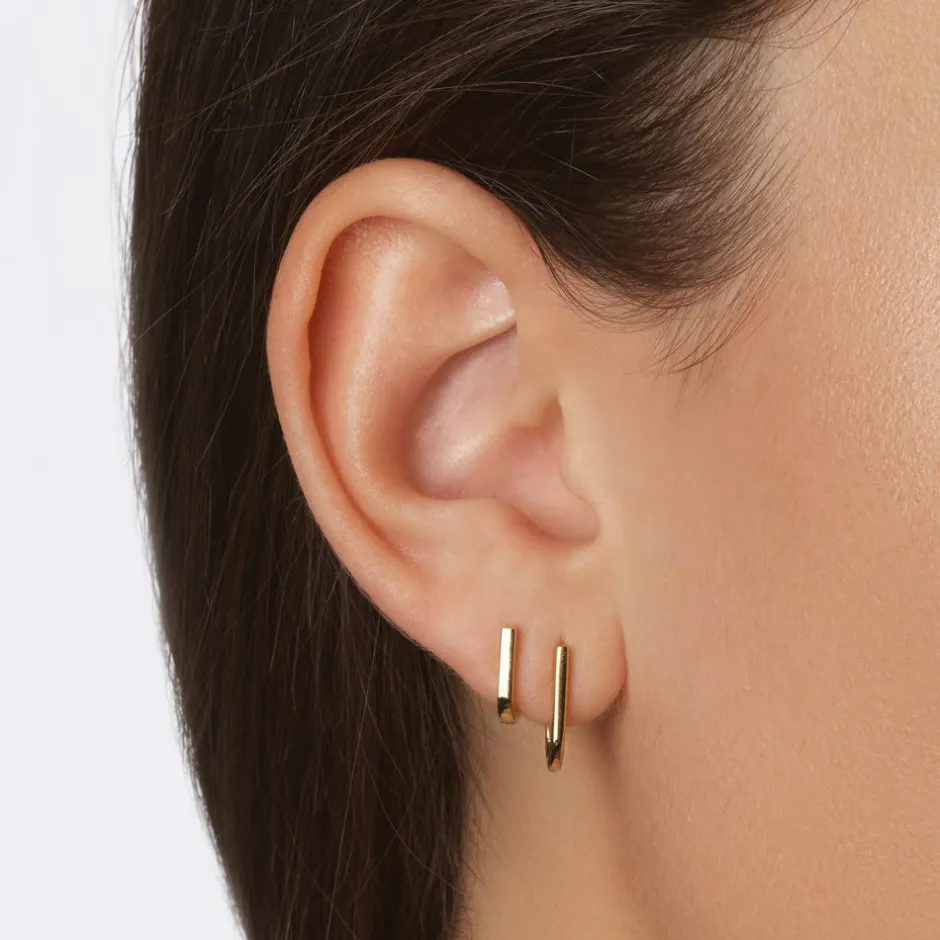 Best Mini Charm Paperclip Huggie Earrings in 10k Gold 10k Gold | Unisex