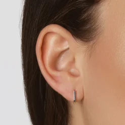 Hot Mini Charm Paperclip Huggie Earrings in Silver 925 Sterling Silver | Unisex