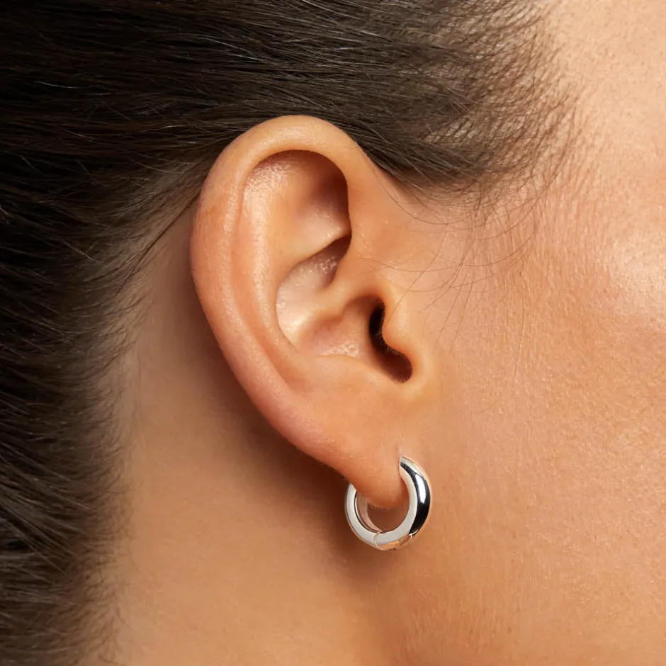 Best Mini Curve Hoop Earrings in Silver Best Friend Gifts | Under $150