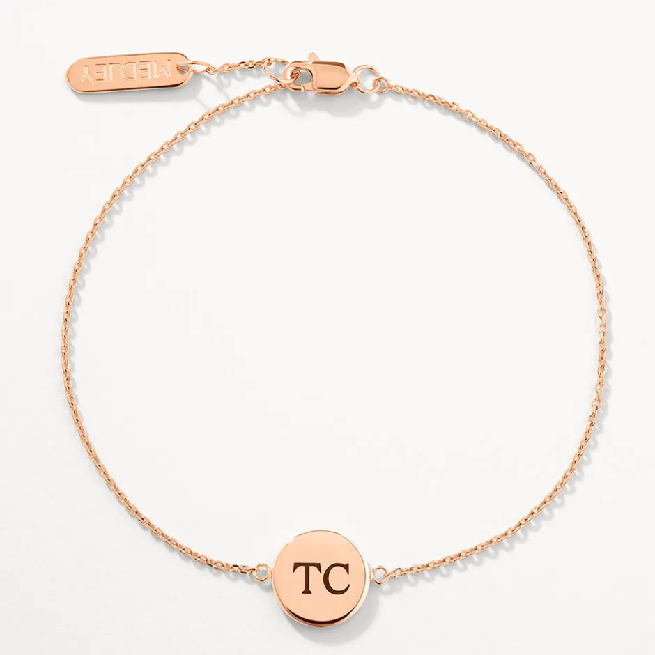 New Mini Engravable Circle Bracelet in Rose Gold Engravable Jewellery | 18k Fine Rose Gold Plated