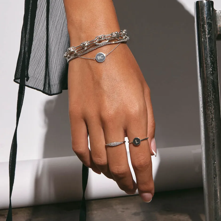 Outlet Mini Engravable Circle Bracelet in Silver Gifts For Him | Engravable Jewellery