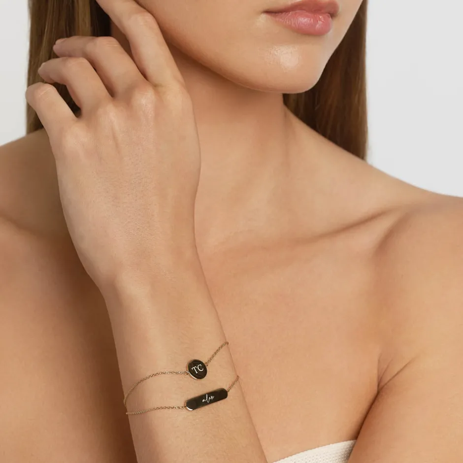 Discount Mini Engravable Circle Bracelet in Gold Engravable Jewellery | 18k Fine Gold Plated
