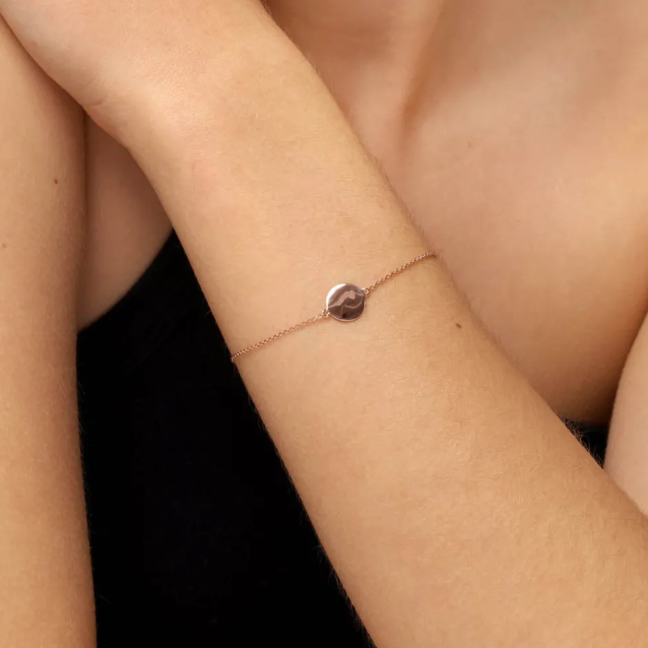 New Mini Engravable Circle Bracelet in Rose Gold Engravable Jewellery | 18k Fine Rose Gold Plated