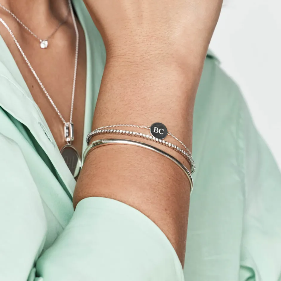 Outlet Mini Engravable Circle Bracelet in Silver Gifts For Him | Engravable Jewellery