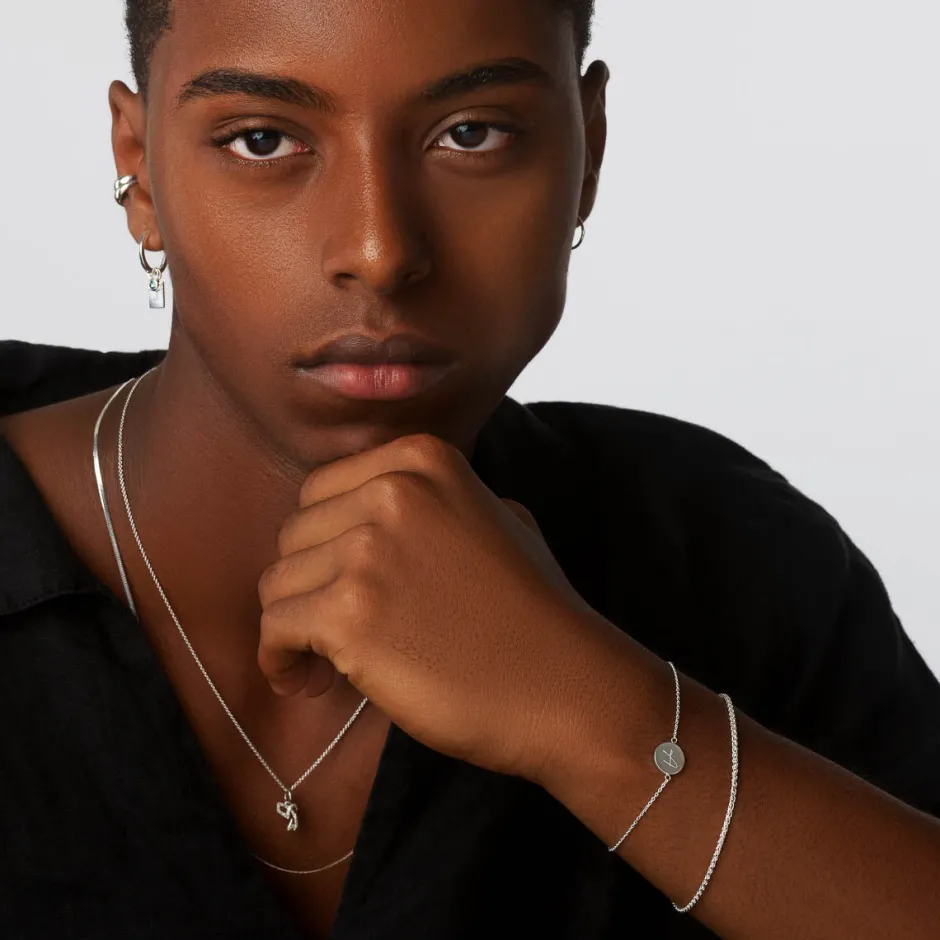 Outlet Mini Engravable Circle Bracelet in Silver Gifts For Him | Engravable Jewellery