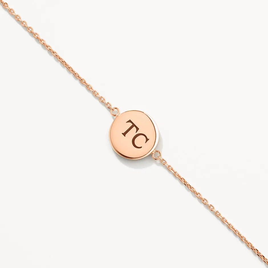 New Mini Engravable Circle Bracelet in Rose Gold Engravable Jewellery | 18k Fine Rose Gold Plated