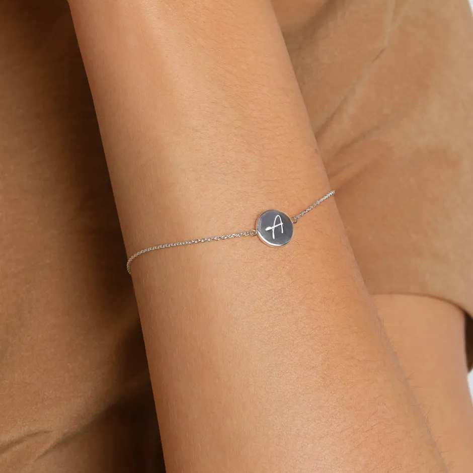 Outlet Mini Engravable Circle Bracelet in Silver Gifts For Him | Engravable Jewellery