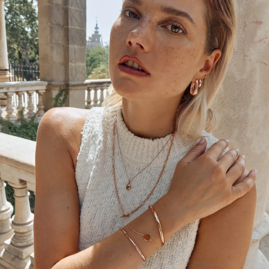 New Mini Engravable Circle Bracelet in Rose Gold Engravable Jewellery | 18k Fine Rose Gold Plated