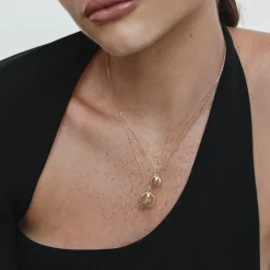 Fashion Mini Engravable Disc Laboratory-Grown Diamond Baguette Necklace in 10k Gold Best Selling Gifts | Gifts For Her