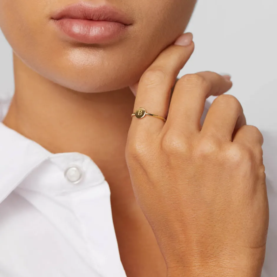 Outlet Mini Engravable Disc Ring in 10k Gold Best Selling Gifts | Gifts For Her
