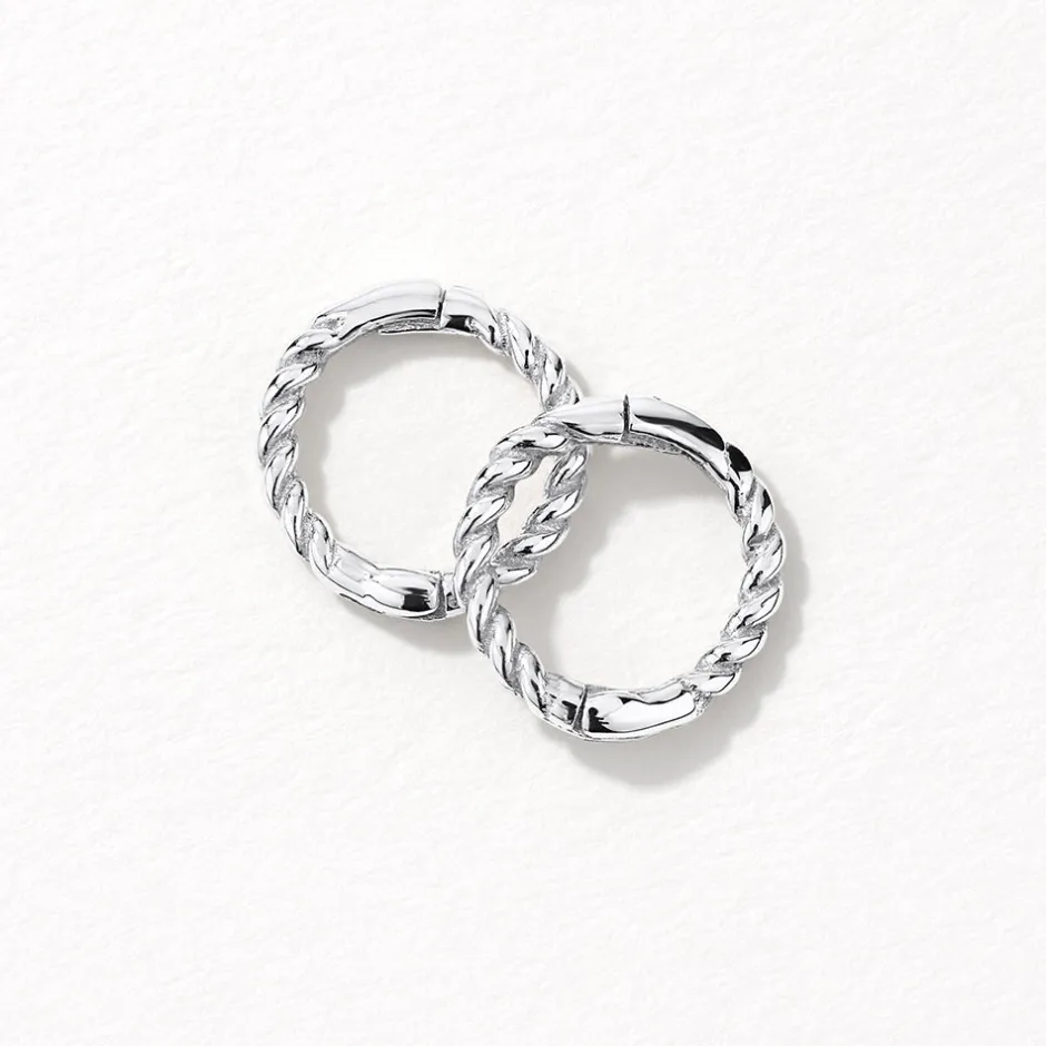 Fashion Mini Rope Helix Huggie Earrings in Silver 925 Sterling Silver | Earrings