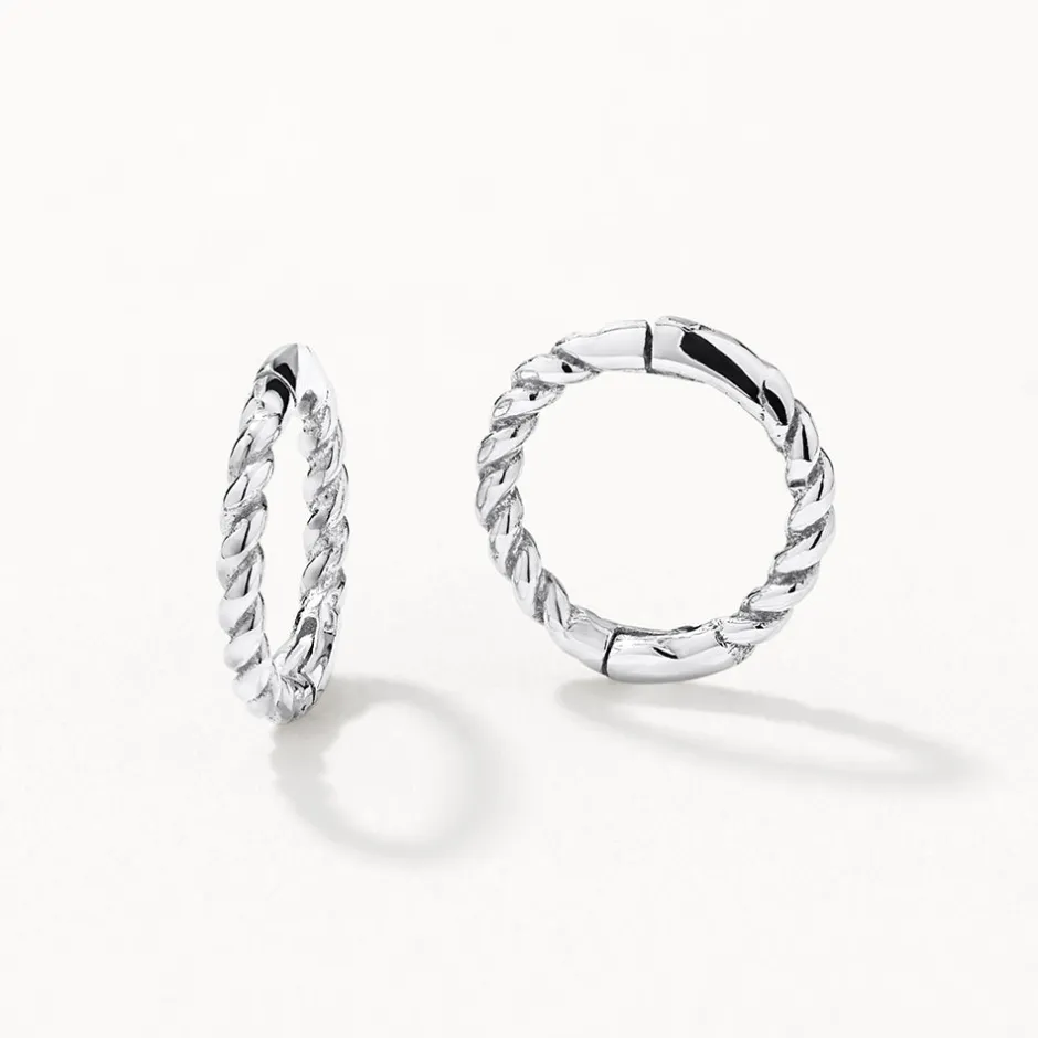 Fashion Mini Rope Helix Huggie Earrings in Silver 925 Sterling Silver | Earrings