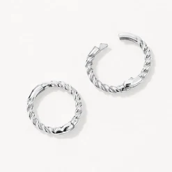 Fashion Mini Rope Helix Huggie Earrings in Silver 925 Sterling Silver | Earrings