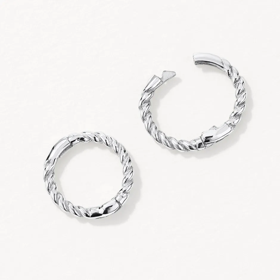 Fashion Mini Rope Helix Huggie Earrings in Silver 925 Sterling Silver | Earrings