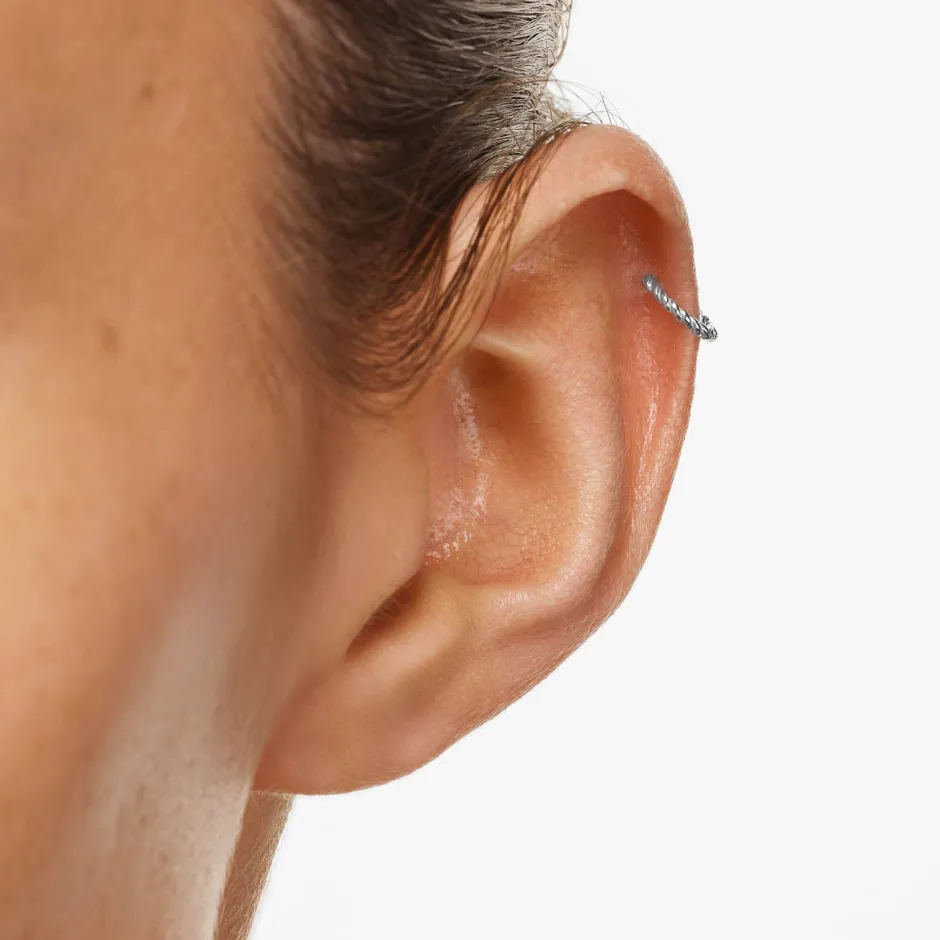 New Mini Rope Helix Huggie Earrings in Silver 925 Sterling Silver | Earrings
