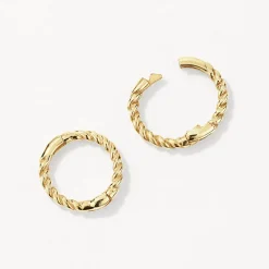 Online Mini Rope Sleeper Earrings in 10k Gold Earrings | Huggies