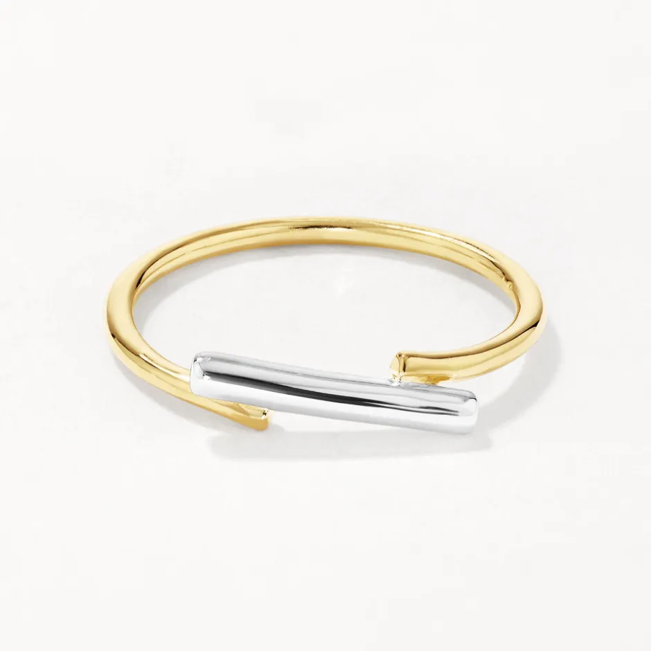 New Mixed Metal Bar Ring in Gold 18k Fine Gold Plated | Rings