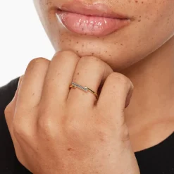 New Mixed Metal Bar Ring in Gold 18k Fine Gold Plated | Rings