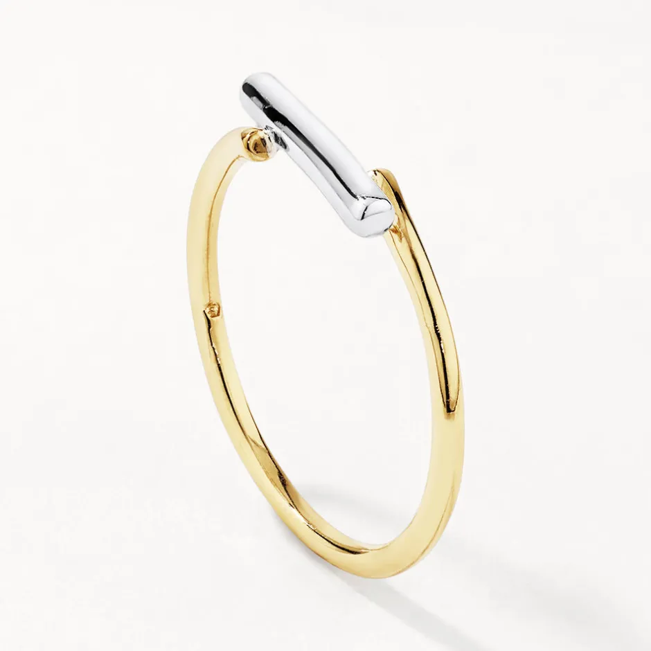 New Mixed Metal Bar Ring in Gold 18k Fine Gold Plated | Rings