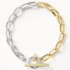 Clearance Mixed Metal Fob Paperclip Bracelet in Gold Bracelets & Bangles | Bracelets