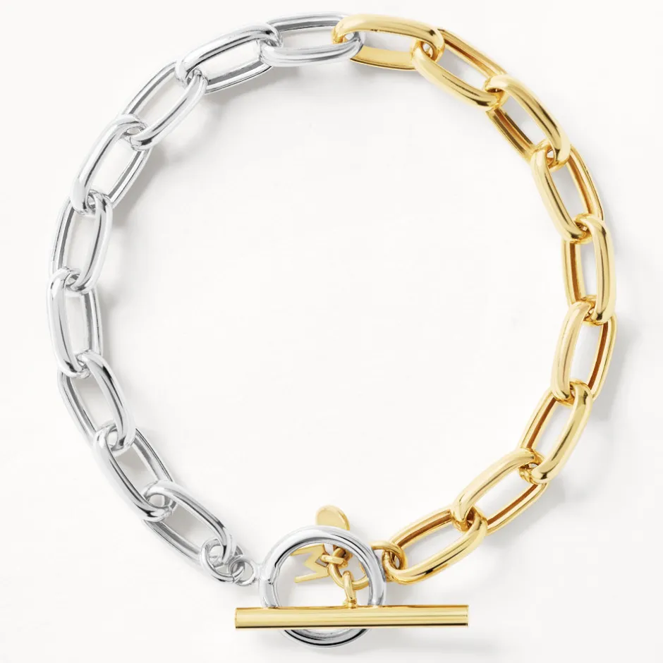 Clearance Mixed Metal Fob Paperclip Bracelet in Gold Bracelets & Bangles | Bracelets