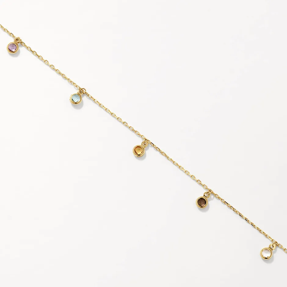Best Multi Gemstone Droplet Bracelet in 10k Gold Natural Gemstones | Bracelets & Bangles