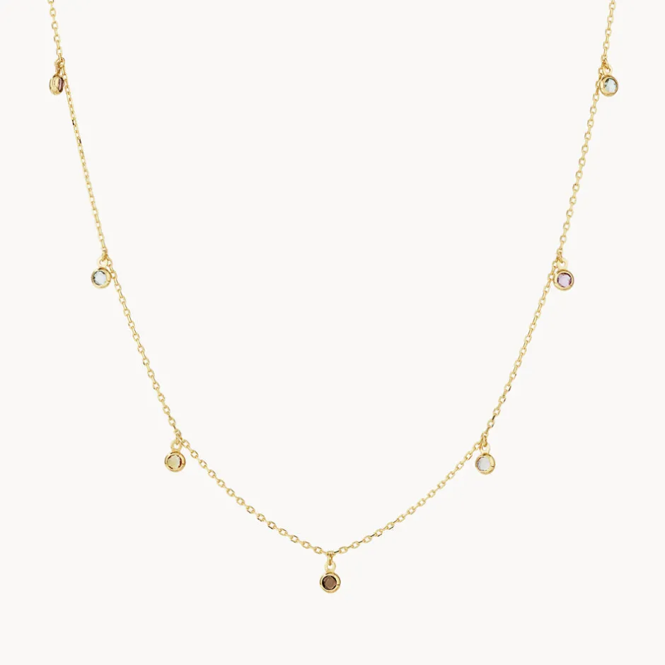 New Multi Gemstone Droplet Necklace in 10k Gold Natural Gemstones | Necklaces & Pendants