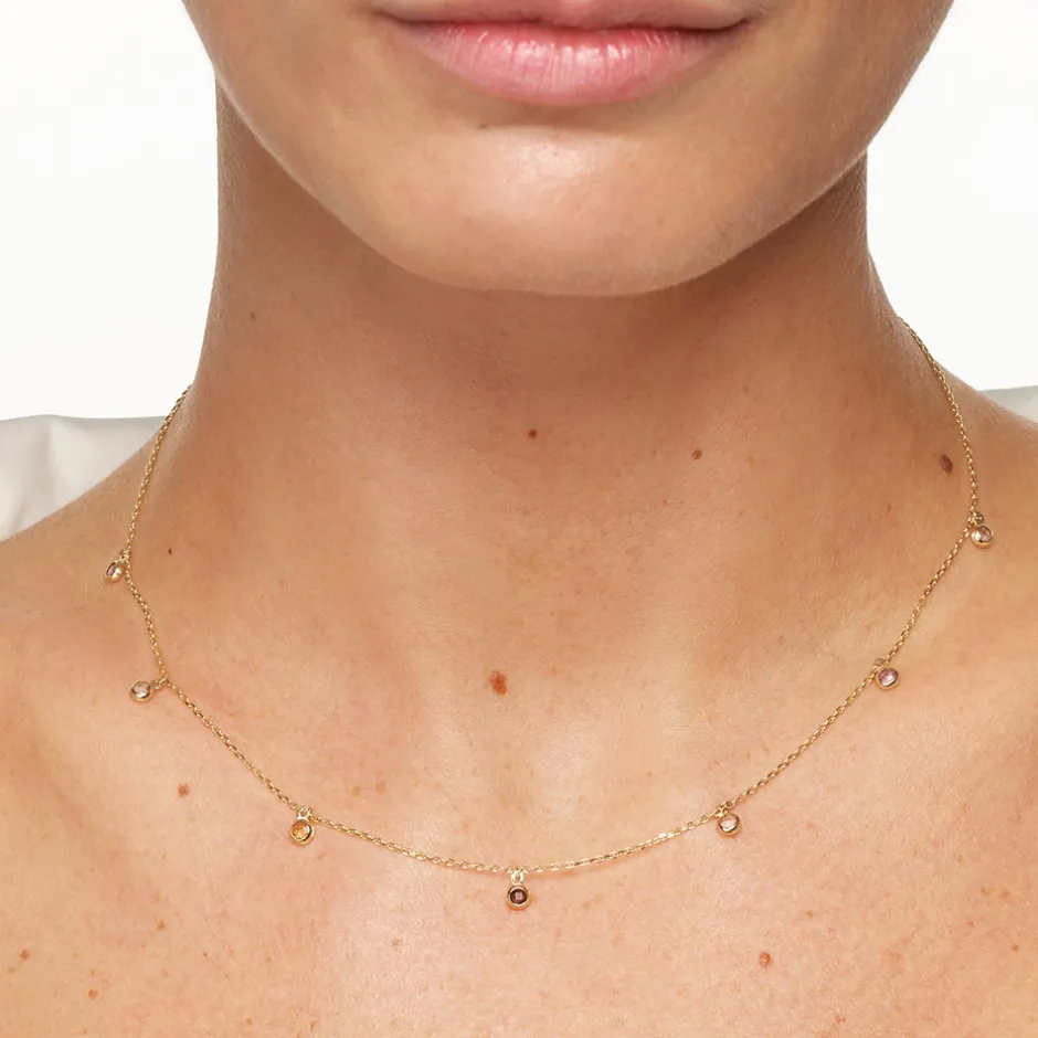 New Multi Gemstone Droplet Necklace in 10k Gold Natural Gemstones | Necklaces & Pendants