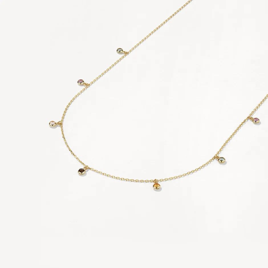 New Multi Gemstone Droplet Necklace in 10k Gold Natural Gemstones | Necklaces & Pendants