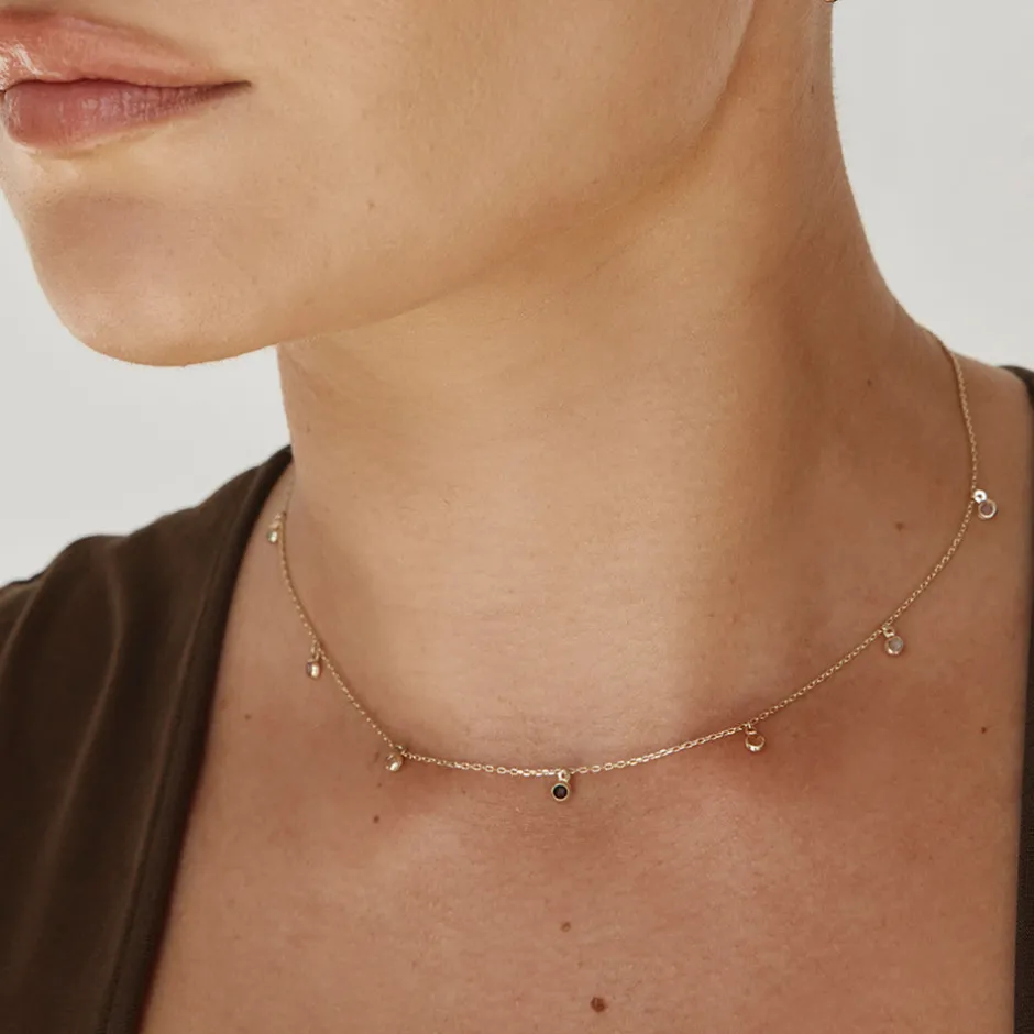 New Multi Gemstone Droplet Necklace in 10k Gold Natural Gemstones | Necklaces & Pendants