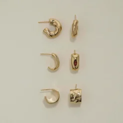 Discount Organic Curve Hoops in Gold 18k Fine Gold Plated | Earrings