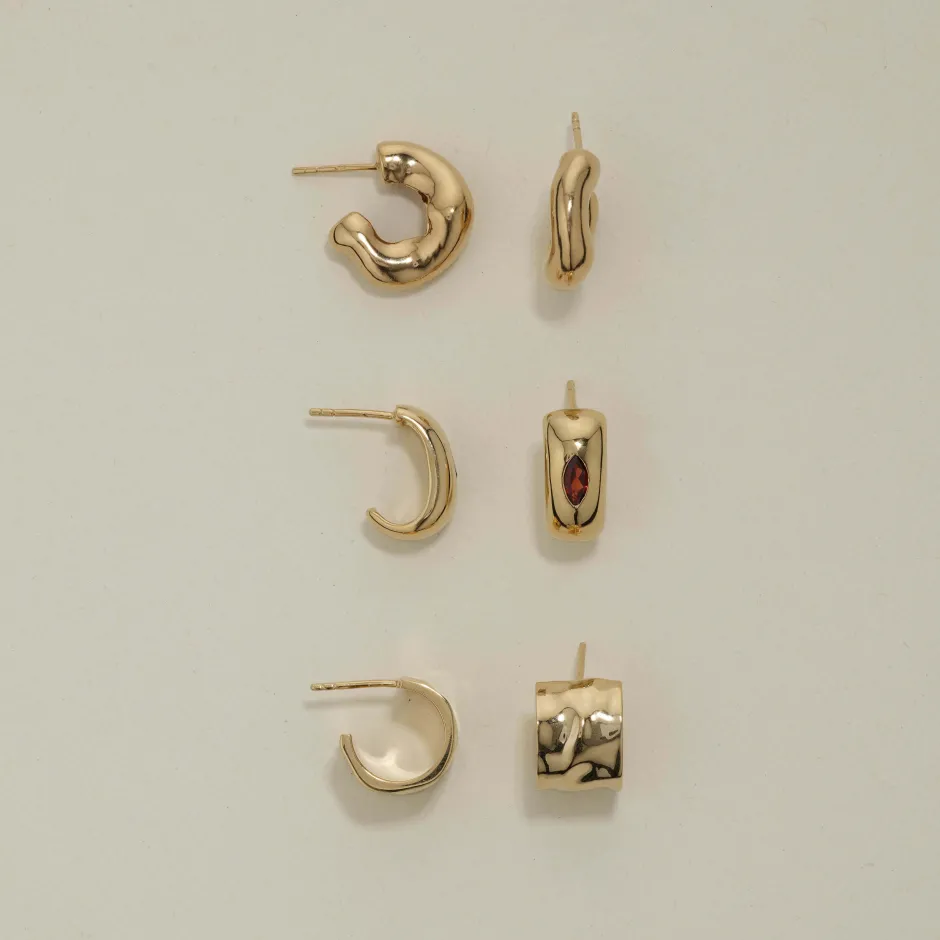 Discount Organic Curve Hoops in Gold 18k Fine Gold Plated | Earrings