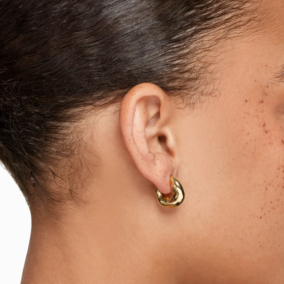 Discount Organic Curve Hoops in Gold 18k Fine Gold Plated | Earrings