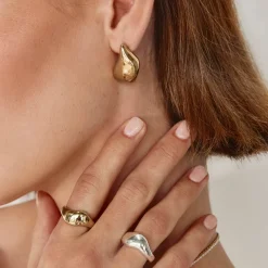 Hot Organic Drop Earrings in Gold 18k Fine Gold Plated | Earrings