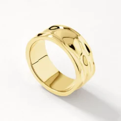 Hot Organic Hammered Band Ring in Gold 18k Fine Gold Plated | Rings