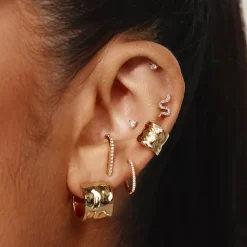 Discount Organic Hammered Ear Cuff in Gold 18k Fine Gold Plated | Earrings