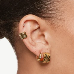 Discount Organic Hammered Ear Cuff in Gold 18k Fine Gold Plated | Earrings