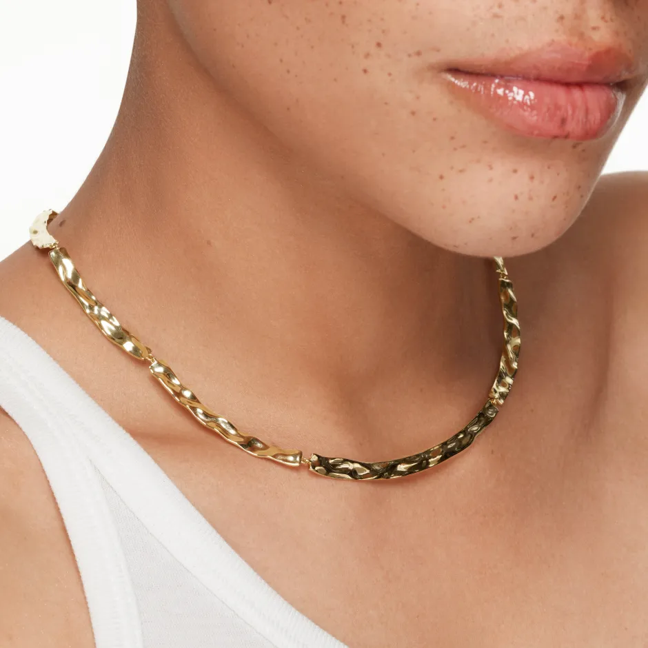 Best Organic Hammered Plate Necklace in Gold 18k Fine Gold Plated | Necklaces & Pendants