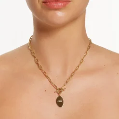 New Organic Oblong Pendant in Gold Engravable Jewellery | Under $150