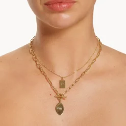 New Organic Oblong Pendant in Gold Engravable Jewellery | Under $150