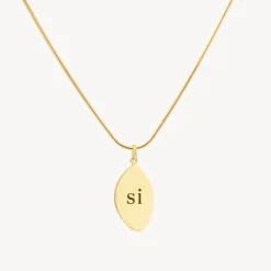New Organic Oblong Pendant in Gold Engravable Jewellery | Under $150
